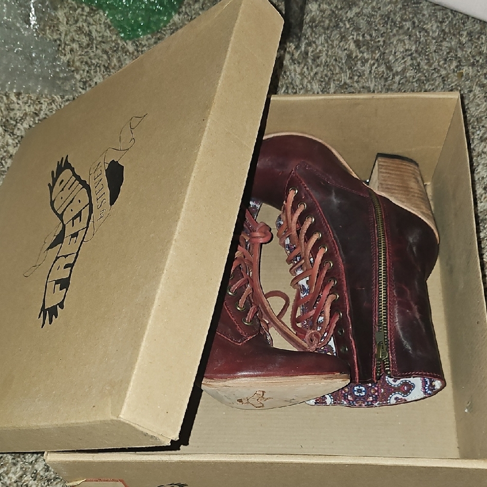 Freebird by Steven Maroon Lace-Up Ankle Boots